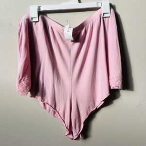 Auden Lace Trim Ribbed Pull On Pajama Lounge Shorts Womens XXL Light Pink NWT